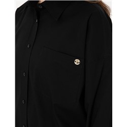 Siyah Oversize Uzun Kollu Gömlek