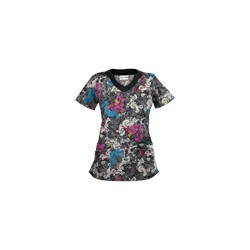UA Romantic Scroll Black Print Scrub Top