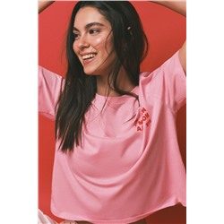 Pijama largo 100% algodón estampado rosa