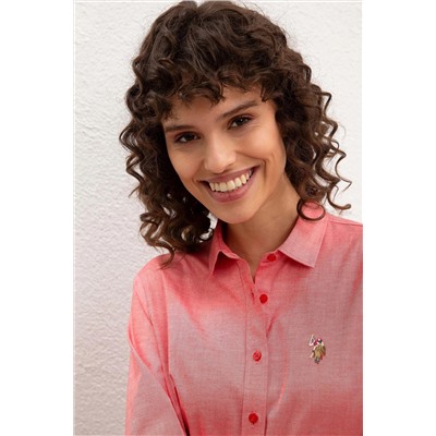 Kadın Kırmızı Uzun Kollu Basic Gömlek