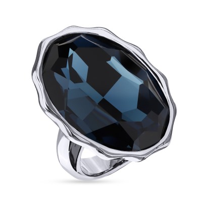 Кольцо Сияние (кристаллы SW темно-синие; покрытие родий), Есть комплект