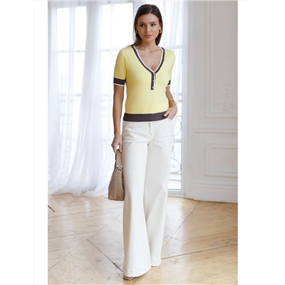 Джемпер с V-вырезом с коротким рукавом из вискозы