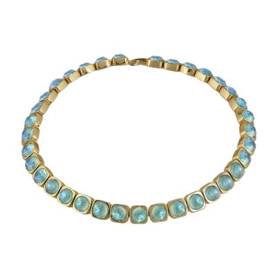 Колье Теннис (кристаллы SW мятные 8мм; покрытие золото) 37-40см, Есть комплект