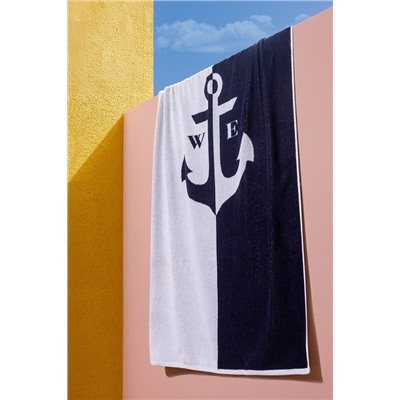 Anchor %100 Pamuk Plaj Havlusu - Lacivert - 75x160 cm