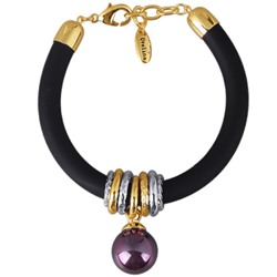 Браслет Гевея (Майорка18мм бургунди хамелеон, каучук черный; покрытие золото) 19-22см, Есть комплект