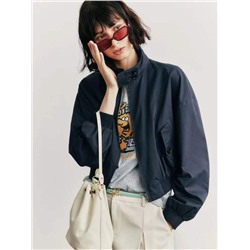 Стильная укороченная куртка-бомбер с воротником стойкой МИУ МИ*У