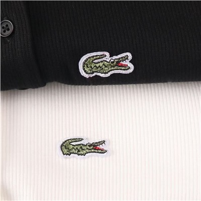 Однотонная хлопковая рубашка-поло с короткими рукавами 2 цвета ЛАКОСТ*Е