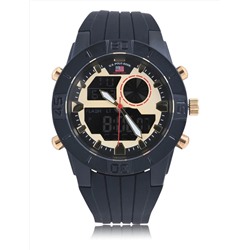 MEN'S BLACK STRAP WITH GOLD ACCENTS ANA DIGI WATCH