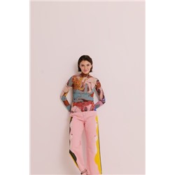 Camiseta rejilla cuello alto