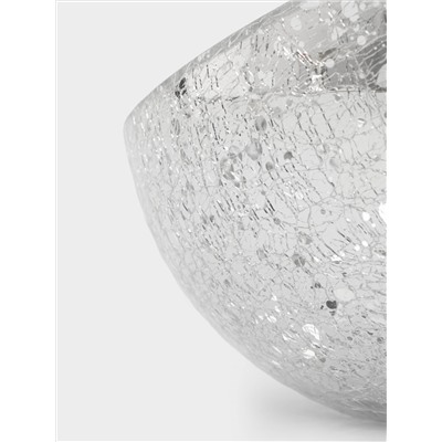 Конфетница, 15х12 см, стекло, серебристая, Кракелюр, Craquelure