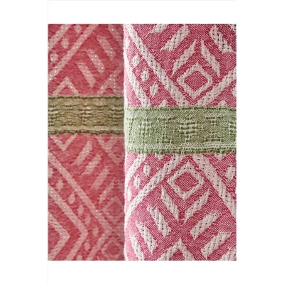 English Home Crispy Pamuklu Püsküllü Peştamal 90x150 cm Pembe - Yeşil
