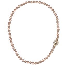 Колье (жемчуг лососевый 7-8мм, фианит; покрытие золото) 50см, Есть комплект