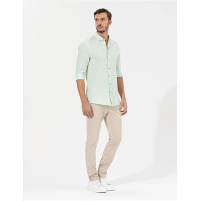 Yeşil Slim Fit Uzun Kollu Gömlek