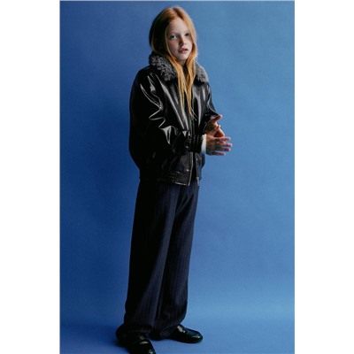 BOMBER JACKET WITH FAUX FUR COLLAR