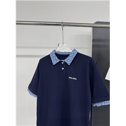 Футболка поло с имитацией рубашки под ней  miu mi*u