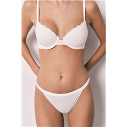 Tanga tira algodón canalé blanca