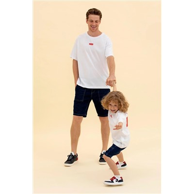 Erkek Beyaz Comfort Bisiklet Yaka Tişört