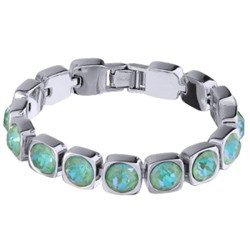 Браслет Теннис (кристаллы SW мятные 8мм; покрытие родий) 17-19см, Есть комплект