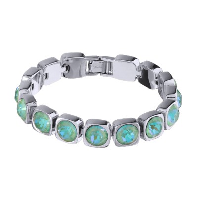 Браслет Теннис (кристаллы SW мятные 8мм; покрытие родий) 17-19см, Есть комплект