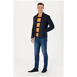 Erkek Lacivert Deri Ceket