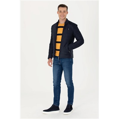 Erkek Lacivert Deri Ceket