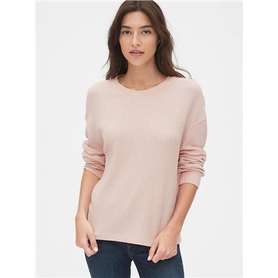 Slouchy Waffle Stitch Crewneck Sweater