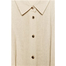 LINEN BLEND MIDI DRESS WITH BELT