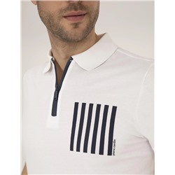 Beyaz Slim Fit Fermuarlı Polo Yaka Tişört