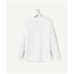 Boy's long-sleeved white cotton t-shirt