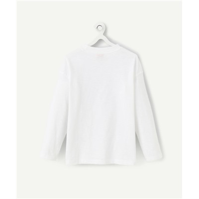 Boy's long-sleeved white cotton t-shirt