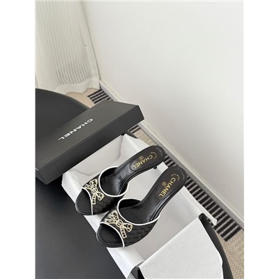 Женские шлепки / мюли на элегантном каблучке 7 цветов ШАНЕЛ*Ь