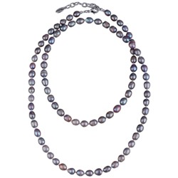 Колье (жемчуг бензиновый 6мм; покрытие родий) 92-97см, Есть комплект