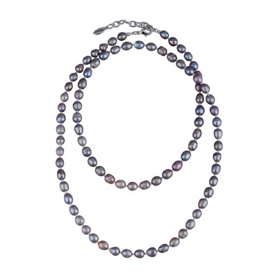 Колье (жемчуг бензиновый 6мм; покрытие родий) 92-97см, Есть комплект