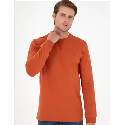 Kiremit Regular Fit Bisiklet Yaka Basic Sweatshirt