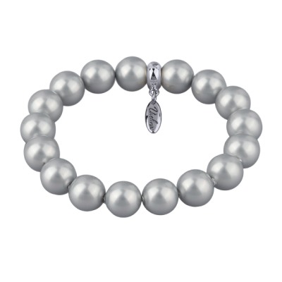 Браслет (Майорка 12мм серо-голубая; покрытие родий), Есть комплект