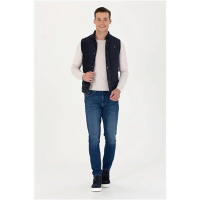 Erkek Lacivert Deri Ceket