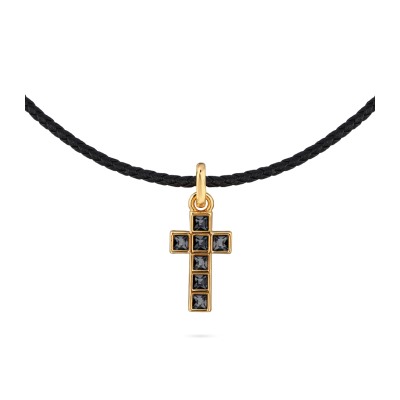 Колье-чокер Квадро (кристаллы SW темно-серые; покрытие золото) 38-45см, Есть комплект