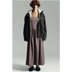 GINGHAM CHECK STRAPLESS MIDI DRESS