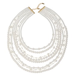 Колье Водопад (Майорка белая 4-8мм; покрытие золото) 50-55см, Есть комплект