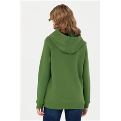 Kadın Yeşil Kapüşonlu Basic Sweatshirt