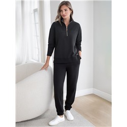 Джемпер с воротом на молнии из футера двухнитки с эластаном