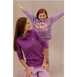Kız Çocuk Lila Polo Yaka Sweatshirt