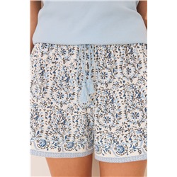 Pijama corto tirantes algodón paisley azul