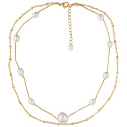 Колье (жемчуг 7-11мм белый; покрытие золото0 36-40см, Есть комплект