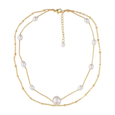 Колье (жемчуг 7-11мм белый; покрытие золото0 36-40см, Есть комплект