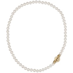 Колье (жемчуг белый 7-8мм, фианит; покрытие золото) 50см, Есть комплект