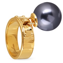 Кольцо (Майорка 14мм темно-серая; покрытие золото), Есть комплект