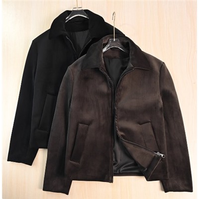 Мужская зимняя куртка из толстого теплого бархата с отворотами на молнии