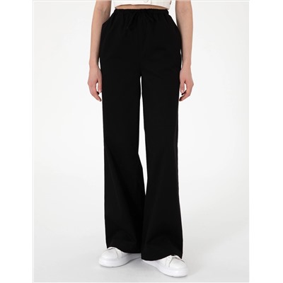 Siyah Yüksek Bel Loose Fit Pantolon