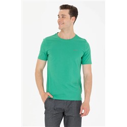 Erkek Yeşil Basic Bisiklet Yaka Tişört